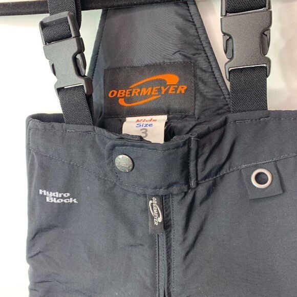 Obermeyer Kids Black Racerback Pockets Activewear Overall Snow Bib Pants Size 3 - Picture 3 of 5